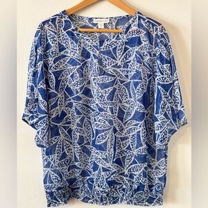 Coldwater Creek - Chiffon Blue White Pullover Short Sleeve - Women’s Size Small